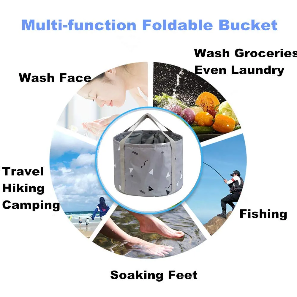 14L Collapsible Feet Bath Basin Soaking Bag for Kids, Portable Foot Spa Soak Tub Foldable Water Bucket for Travel Camping, Grey