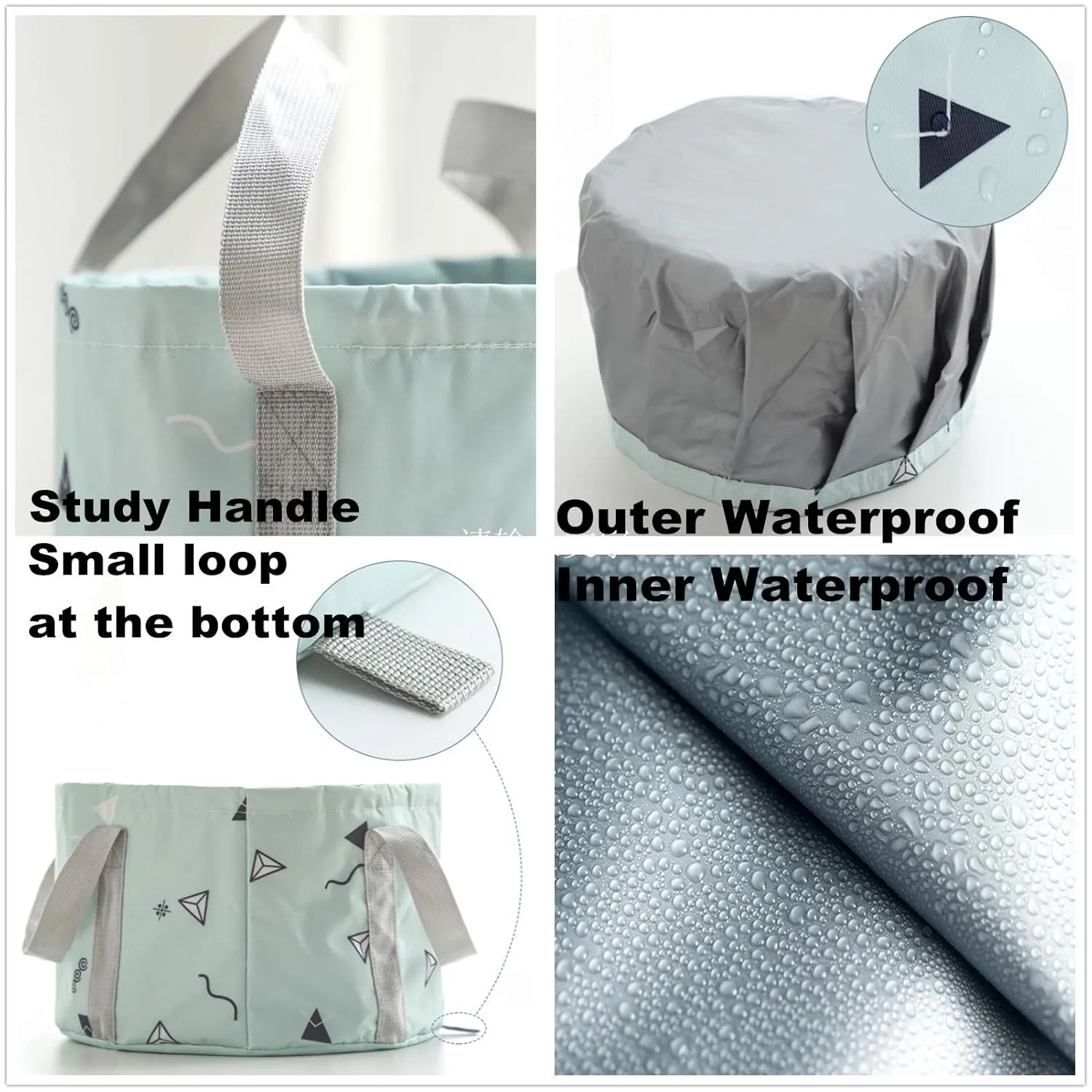 14L Collapsible Feet Bath Basin Soaking Bag for Kids, Portable Foot Spa Soak Tub Foldable Water Bucket for Travel Camping, Grey