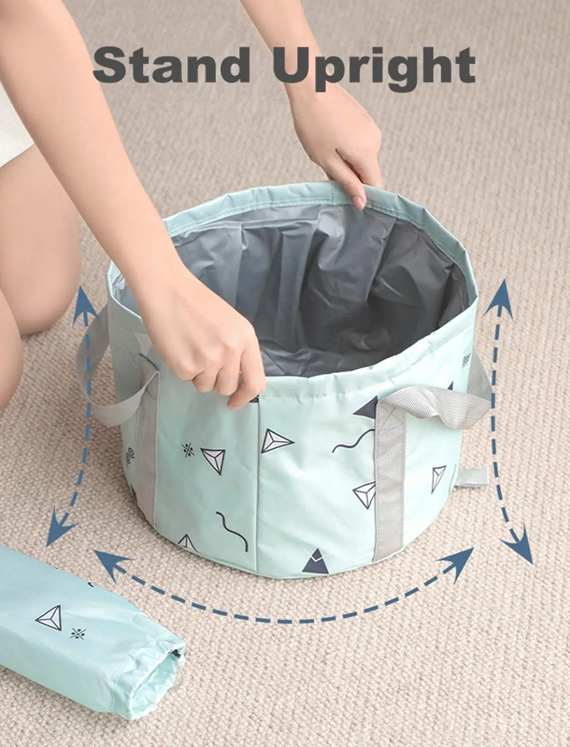 14L Collapsible Feet Bath Basin Soaking Bag for Kids, Portable Foot Spa Soak Tub Foldable Water Bucket for Travel Camping, Grey