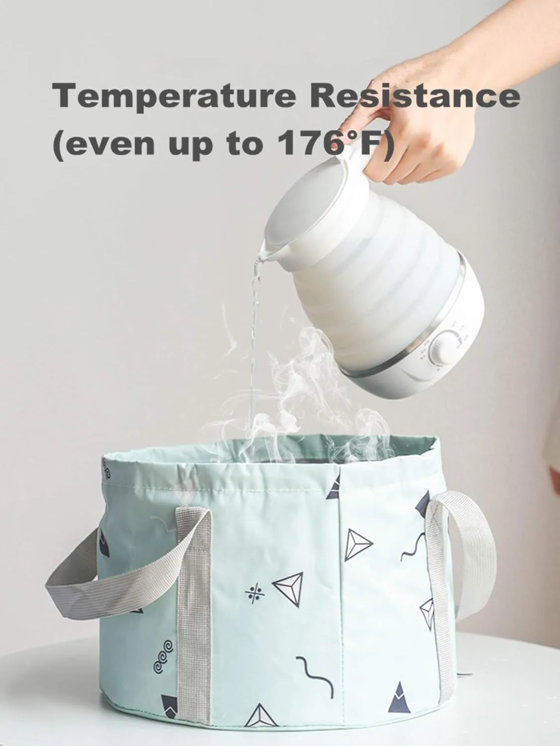 14L Collapsible Feet Bath Basin Soaking Bag for Kids, Portable Foot Spa Soak Tub Foldable Water Bucket for Travel Camping, Grey