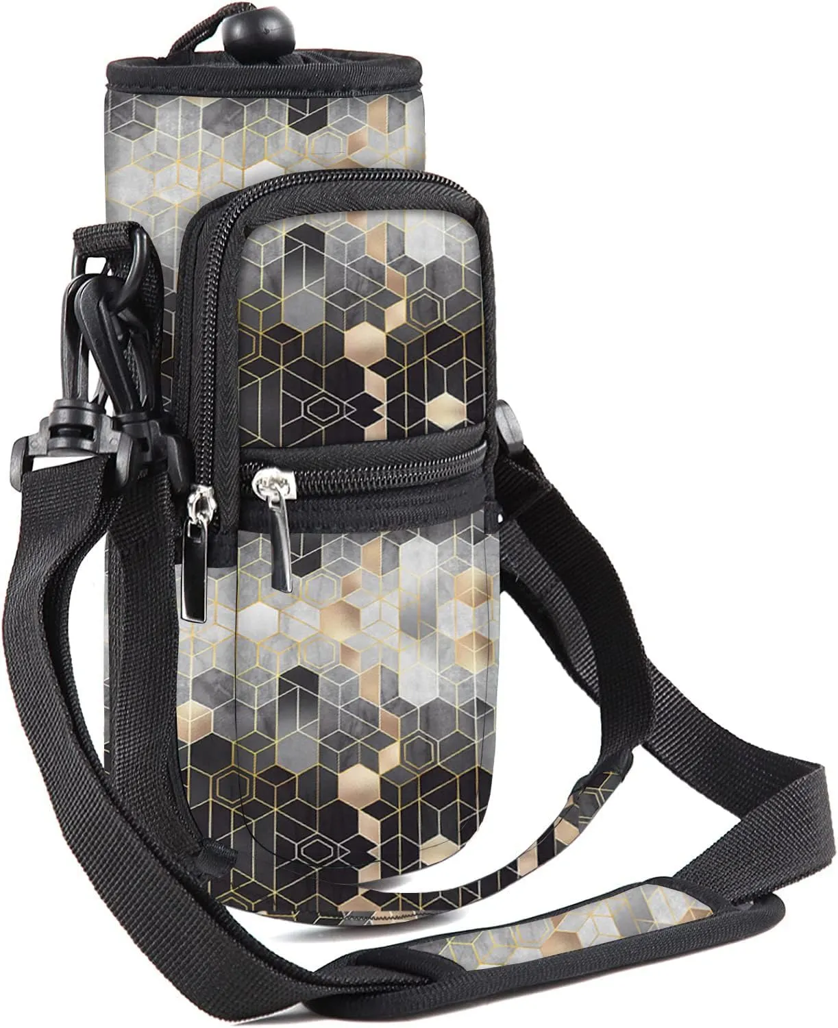 25/32/40/64oz Water Bottle Bag Holder Carrier-Insulated Crossbody Sling Case Sleeve with Strap & Pockets for Men Women Gym Cycling Travel Walking Hiking Camping