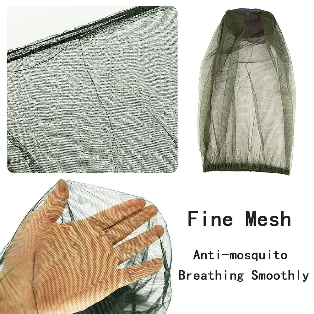 2PCS Midge Head Net Face Net Mesh Nylon Mosquito Head Net for Outdoor Hiking Camping Climbing Fishing and Walking