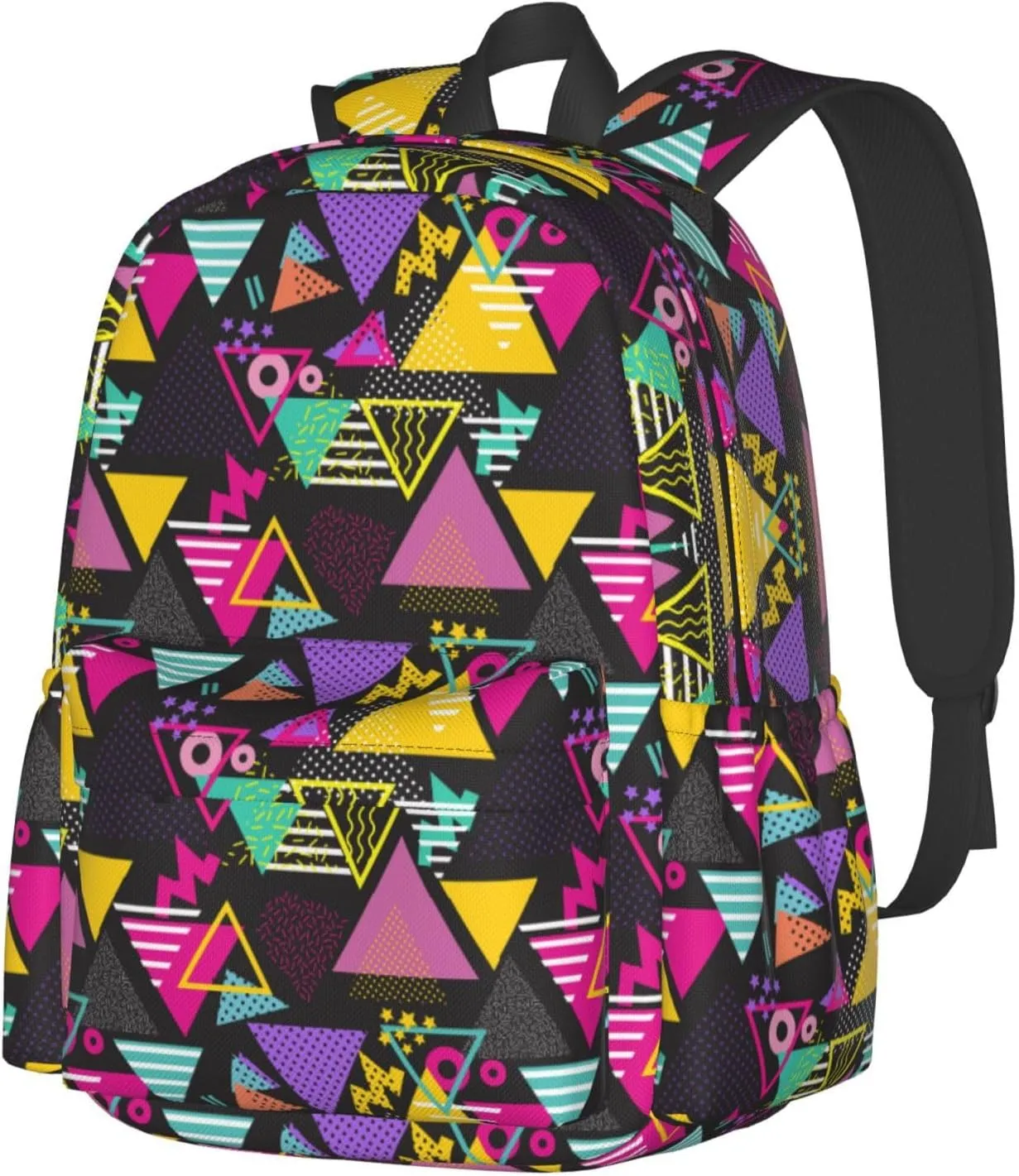 80S 90S Geometric Backpack School Bag Lightweight Bookbag Casual Daypack for Girls Boys Kids Women Men Travel Laptop 16 Inch