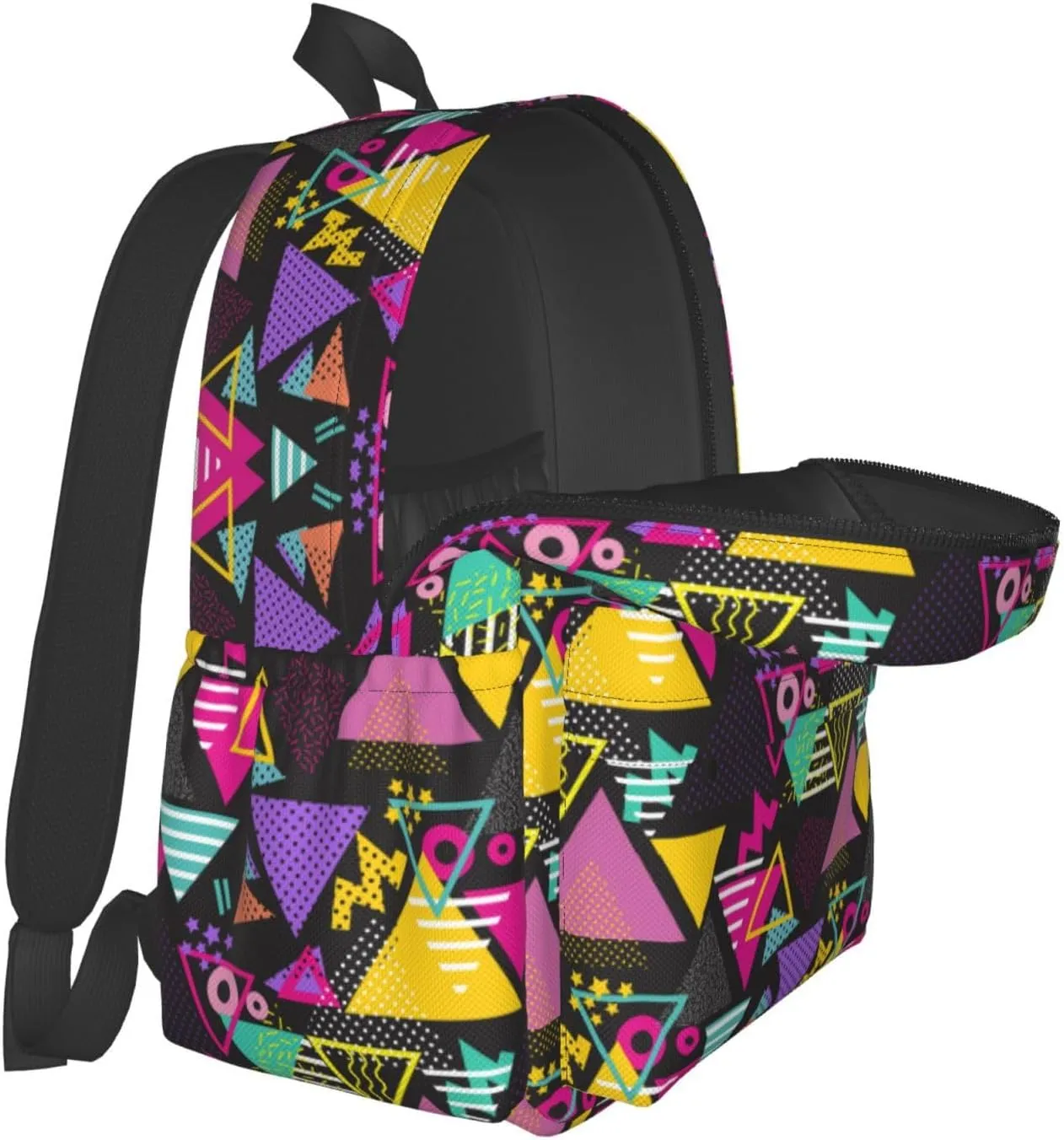 80S 90S Geometric Backpack School Bag Lightweight Bookbag Casual Daypack for Girls Boys Kids Women Men Travel Laptop 16 Inch