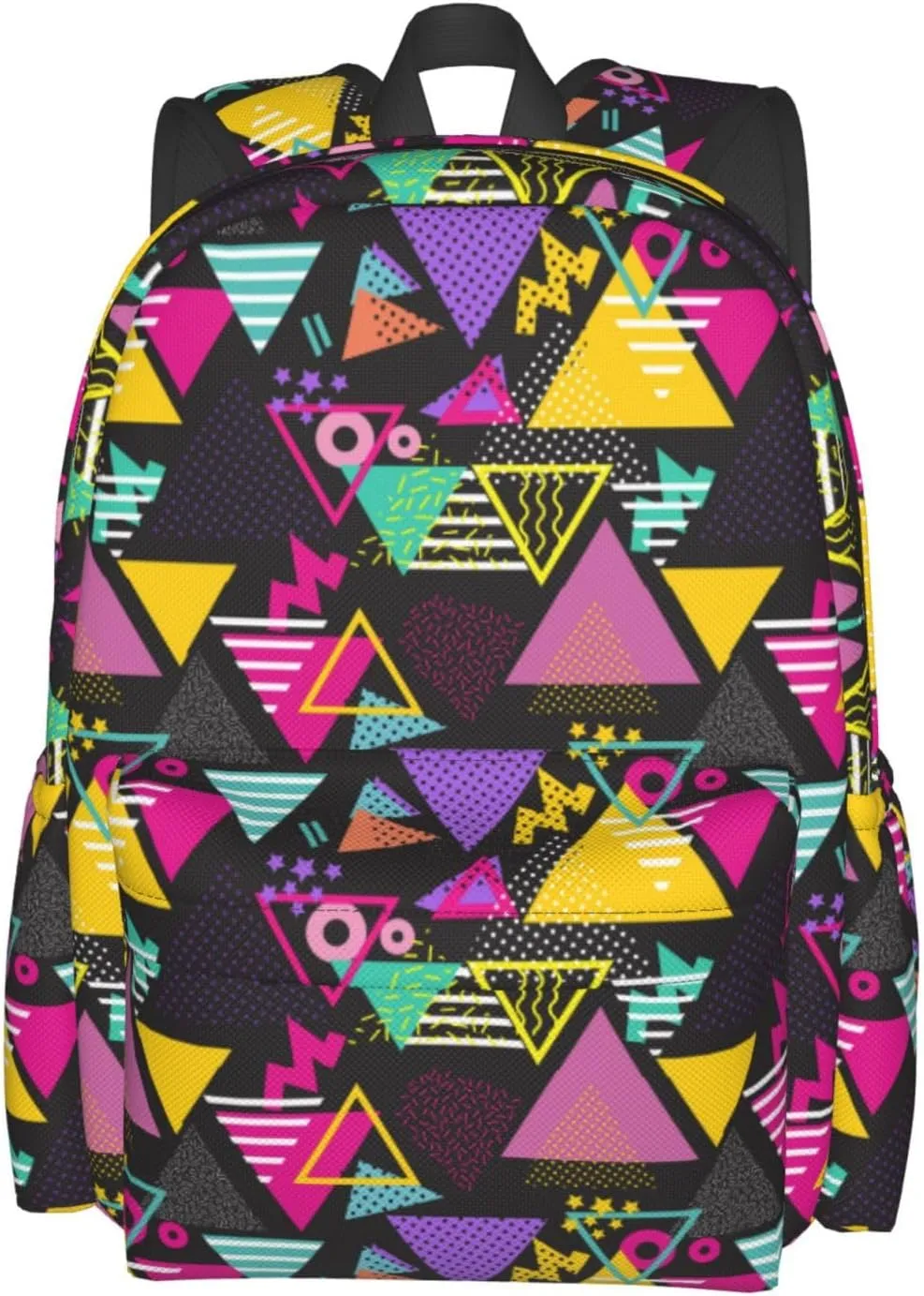 80S 90S Geometric Backpack School Bag Lightweight Bookbag Casual Daypack for Girls Boys Kids Women Men Travel Laptop 16 Inch