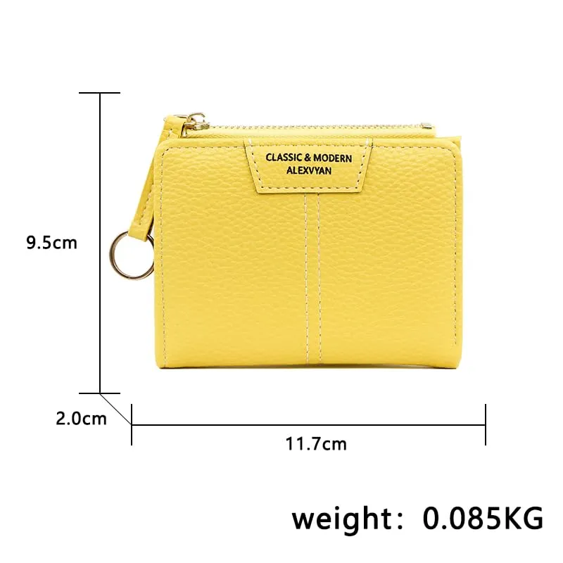 Alexvyan Yellow Small Classic Bi-Fold Women's Purse Wallet Card Organizer Female Hand Purse Clutch Women/Ladies/Girls Wallets 4 Card Holder 1 Long & 2 Small Pocket -1 Zipper Coin Pocket