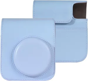 Andoer Camera Case Protective Case for Instant Camera PU Leather Camera Case with Adjustable Removable Shoulder Strap Replacement for Fujifilm Instax Mini 12, blue