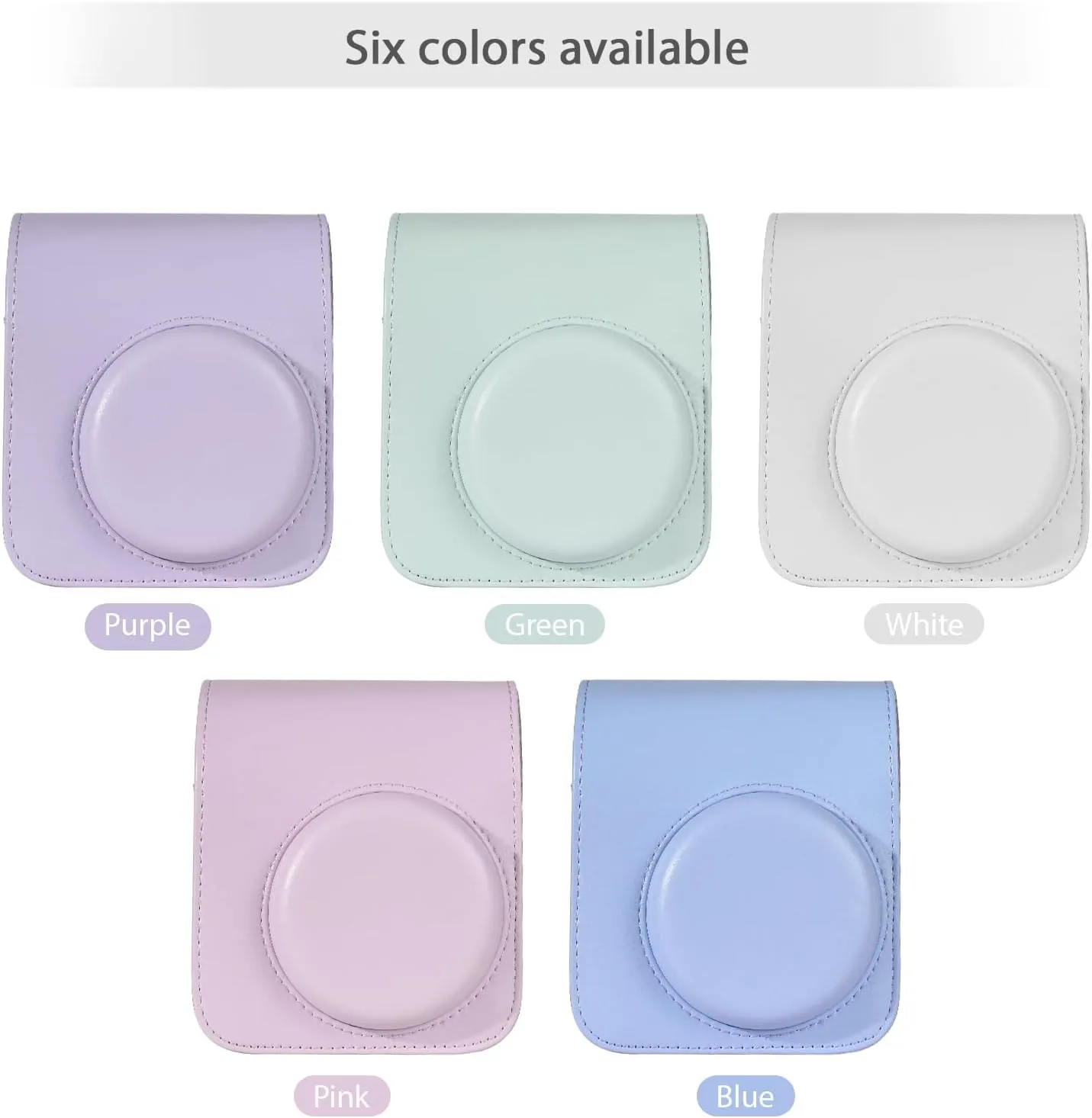 Andoer Camera Case Protective Case for Instant Camera PU Leather Camera Case with Adjustable Removable Shoulder Strap Replacement for Fujifilm Instax Mini 12, blue