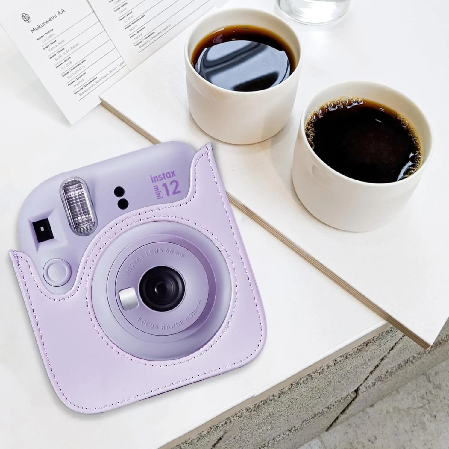 Andoer Camera Case Protective Case for Instant Camera PU Leather Camera Case with Adjustable Removable Shoulder Strap Replacement for Fujifilm Instax Mini 12, blue