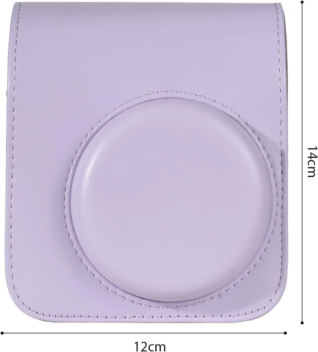 Andoer Camera Case Protective Case for Instant Camera PU Leather Camera Case with Adjustable Removable Shoulder Strap Replacement for Fujifilm Instax Mini 12, blue