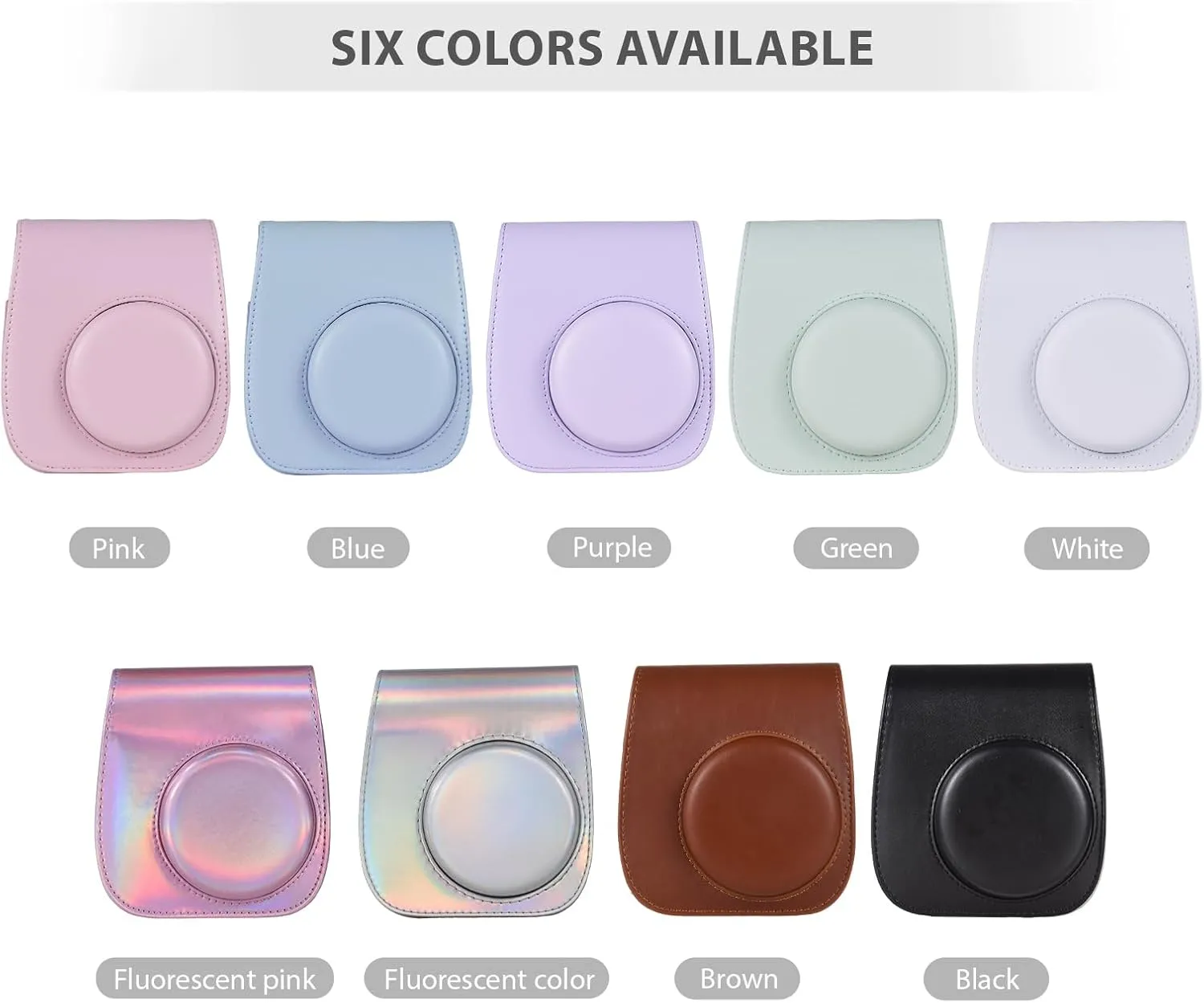 Andoer Instant Camera Storage Case PU Leather Magnetic Buckle with Shoulder Strap Compatible with Fujifilm Instax Mini 12/11/9/8, Blue