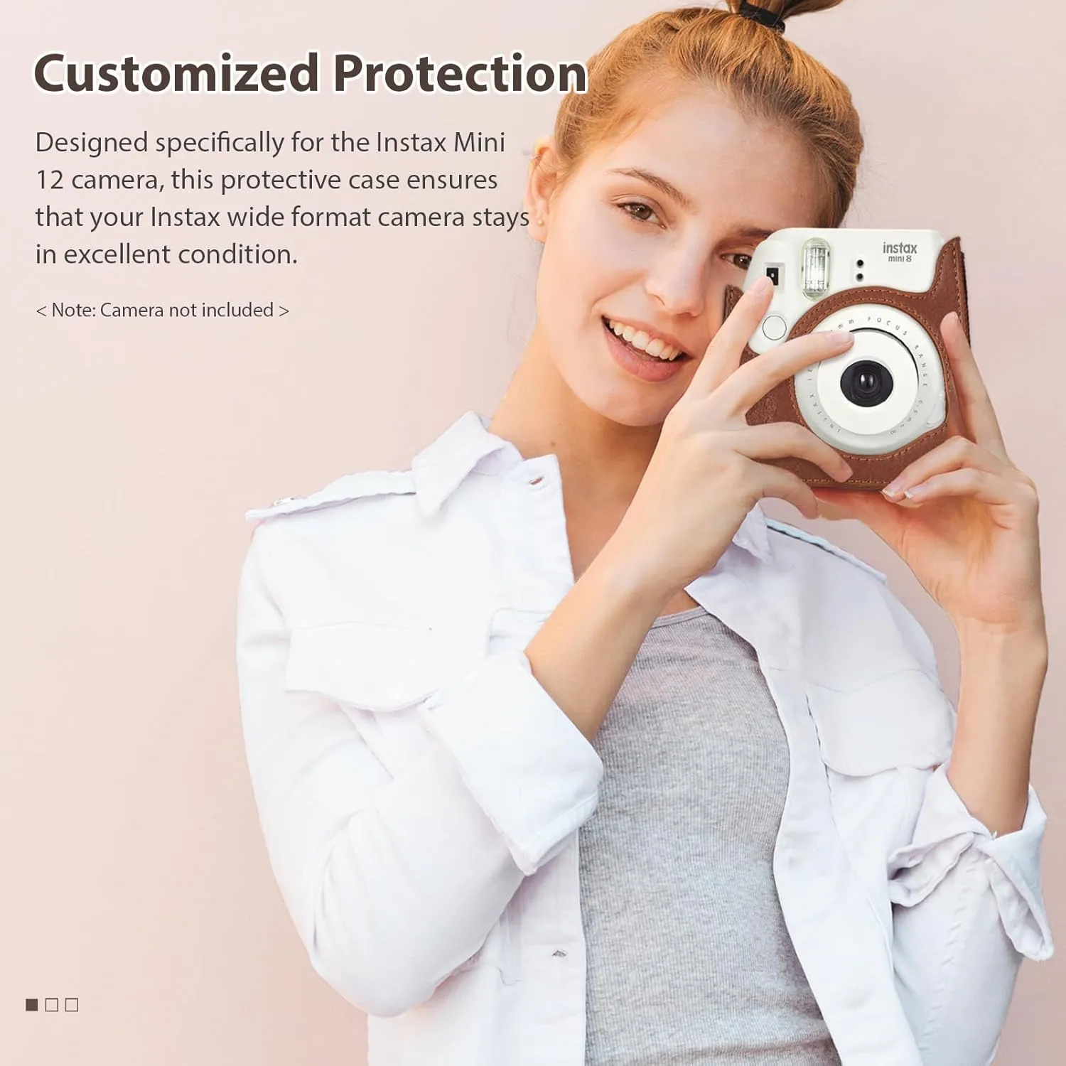 Andoer Instant Camera Storage Case PU Leather Magnetic Buckle with Shoulder Strap Compatible with Fujifilm Instax Mini 12/11/9/8, Blue