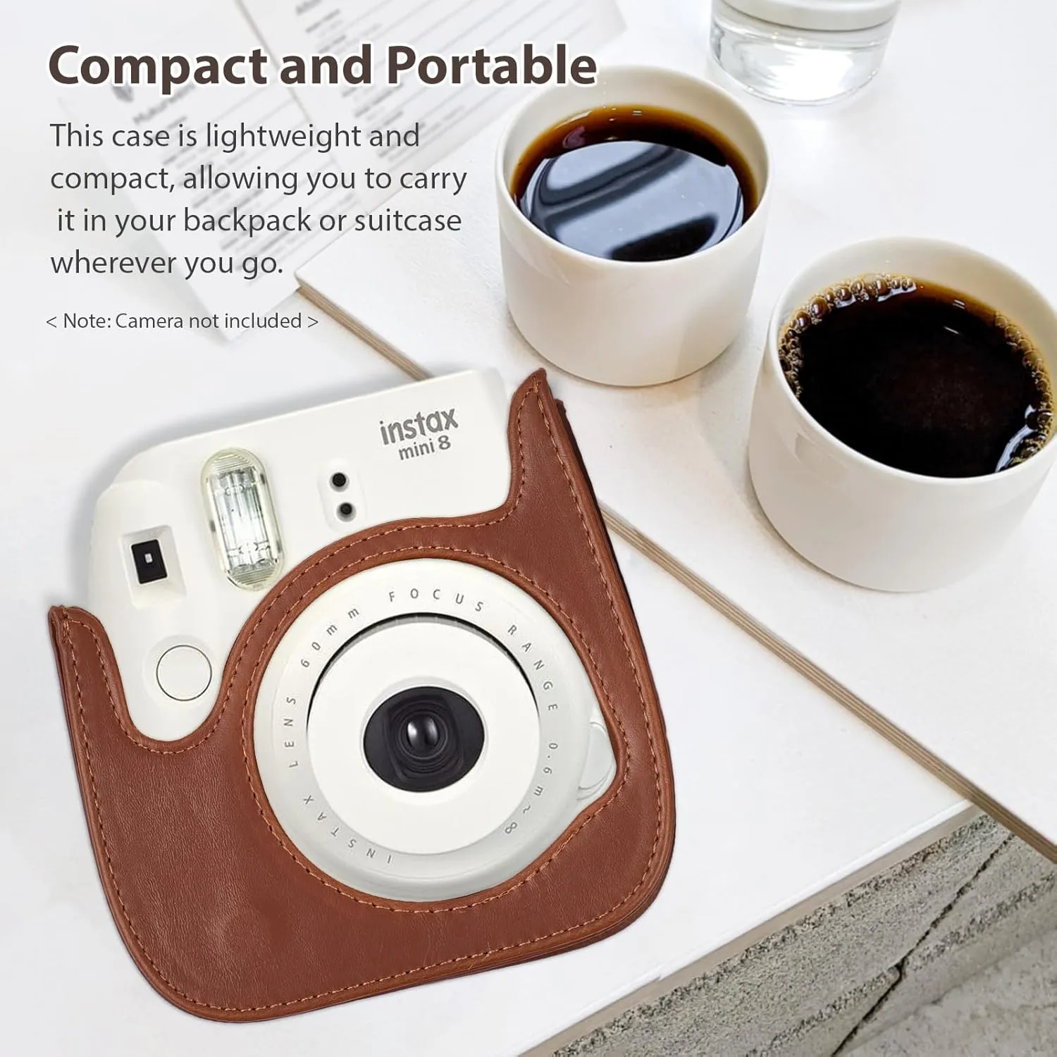 Andoer Instant Camera Storage Case PU Leather Magnetic Buckle with Shoulder Strap Compatible with Fujifilm Instax Mini 12/11/9/8, Blue