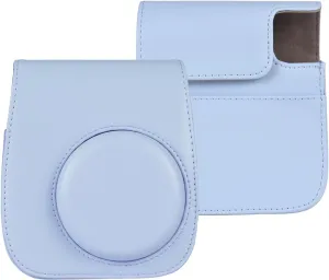 Andoer Instant Camera Storage Case PU Leather Magnetic Buckle with Shoulder Strap Compatible with Fujifilm Instax Mini 12/11/9/8, Blue