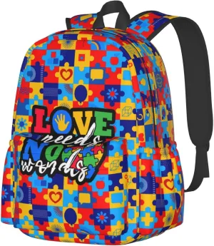 Autism Awareness Backpack School Bag Lightweight Bookbag Casual Daypack for Girls Boys Kids Women Men Travel Laptop 16 Inch