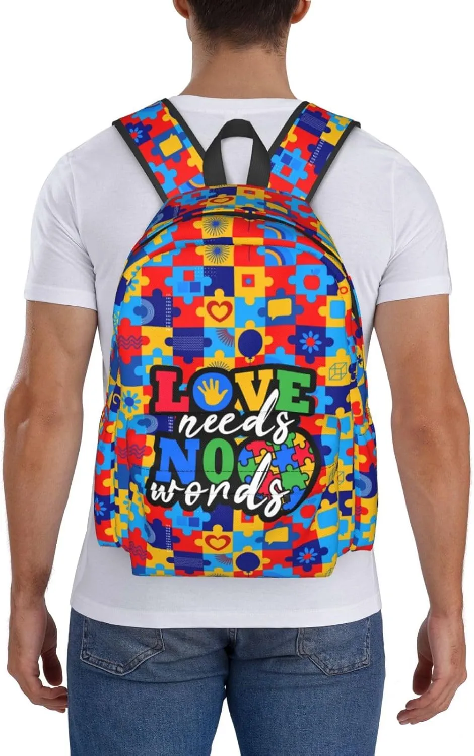 Autism Awareness Backpack School Bag Lightweight Bookbag Casual Daypack for Girls Boys Kids Women Men Travel Laptop 16 Inch