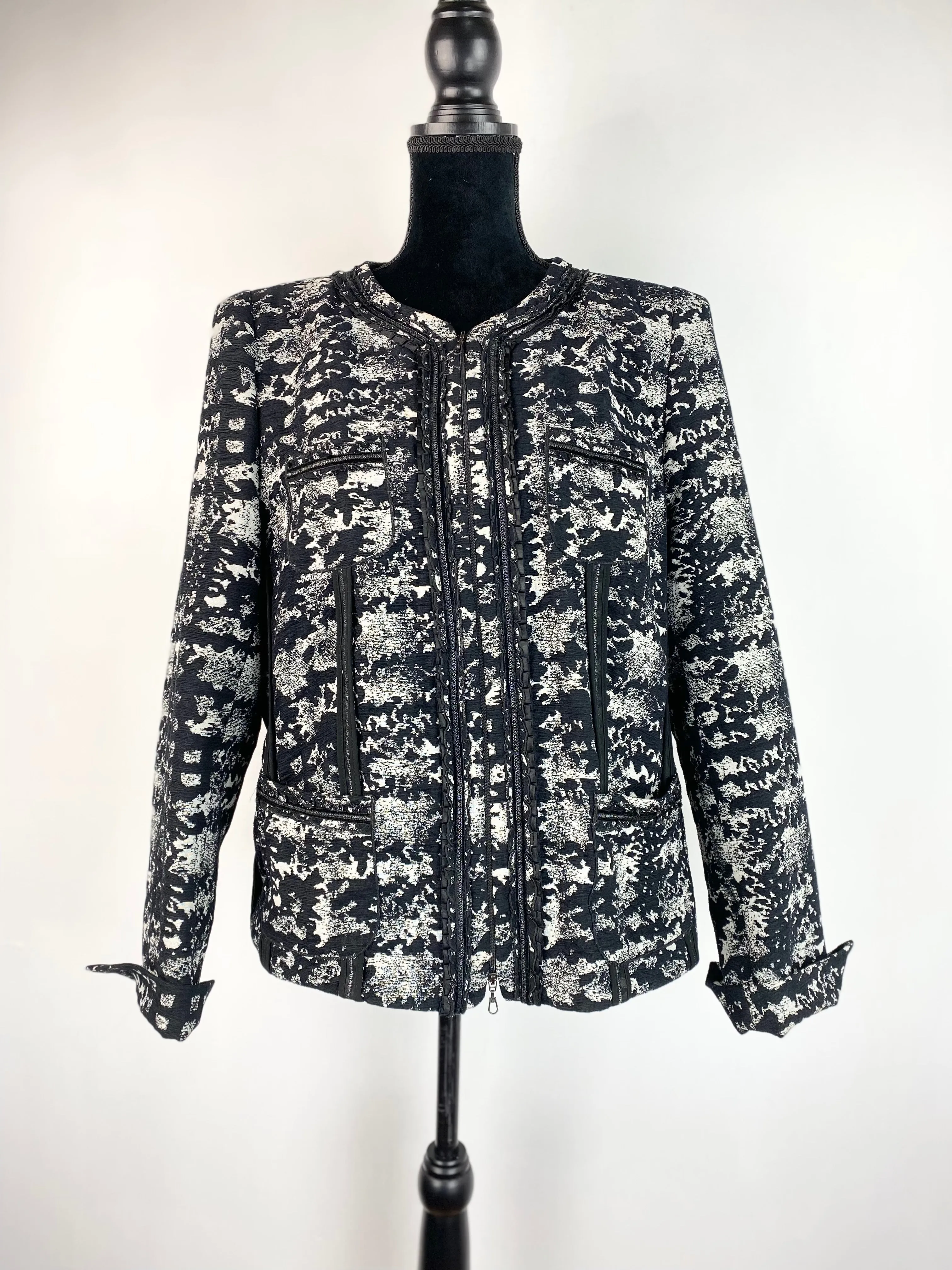 Basler Cream & Black Patterned Blazer - AU12-16
