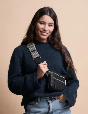 Beck's Bum Bag Black Checkered Stromboli Leather