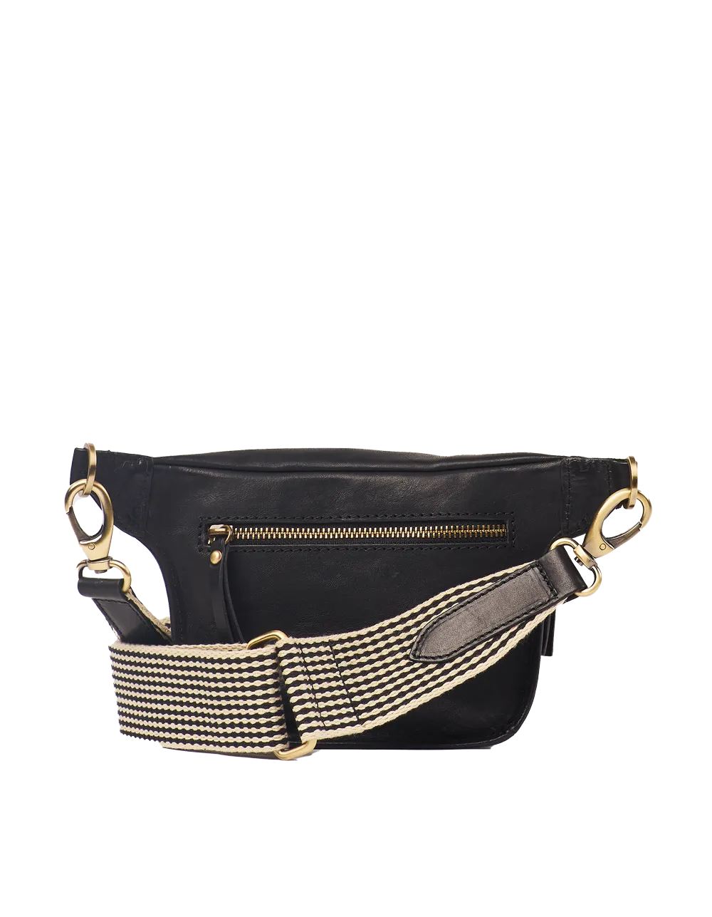 Beck's Bum Bag Black Checkered Stromboli Leather