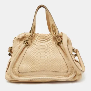 Beige Python Medium Paraty Satchel