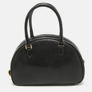 Black Leather Heart Charm Satchel