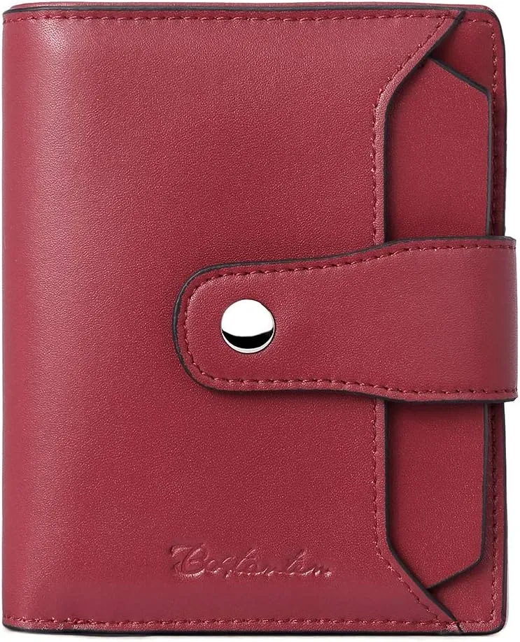 BOSTANTEN Women Leather Wallet RFID Blocking Small Bifold Zipper Pocket Wallet Card Case Purse with ID Window