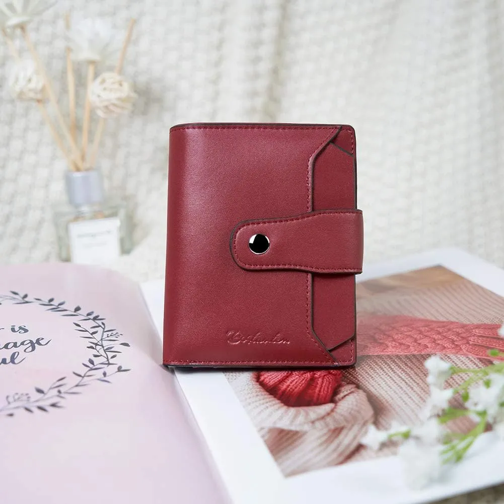 BOSTANTEN Women Leather Wallet RFID Blocking Small Bifold Zipper Pocket Wallet Card Case Purse with ID Window