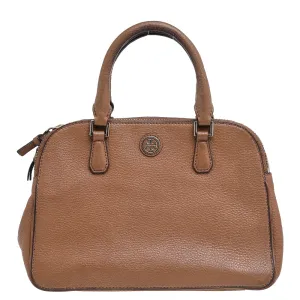 Brown Leather Robinson Double Zip Dome Satchel