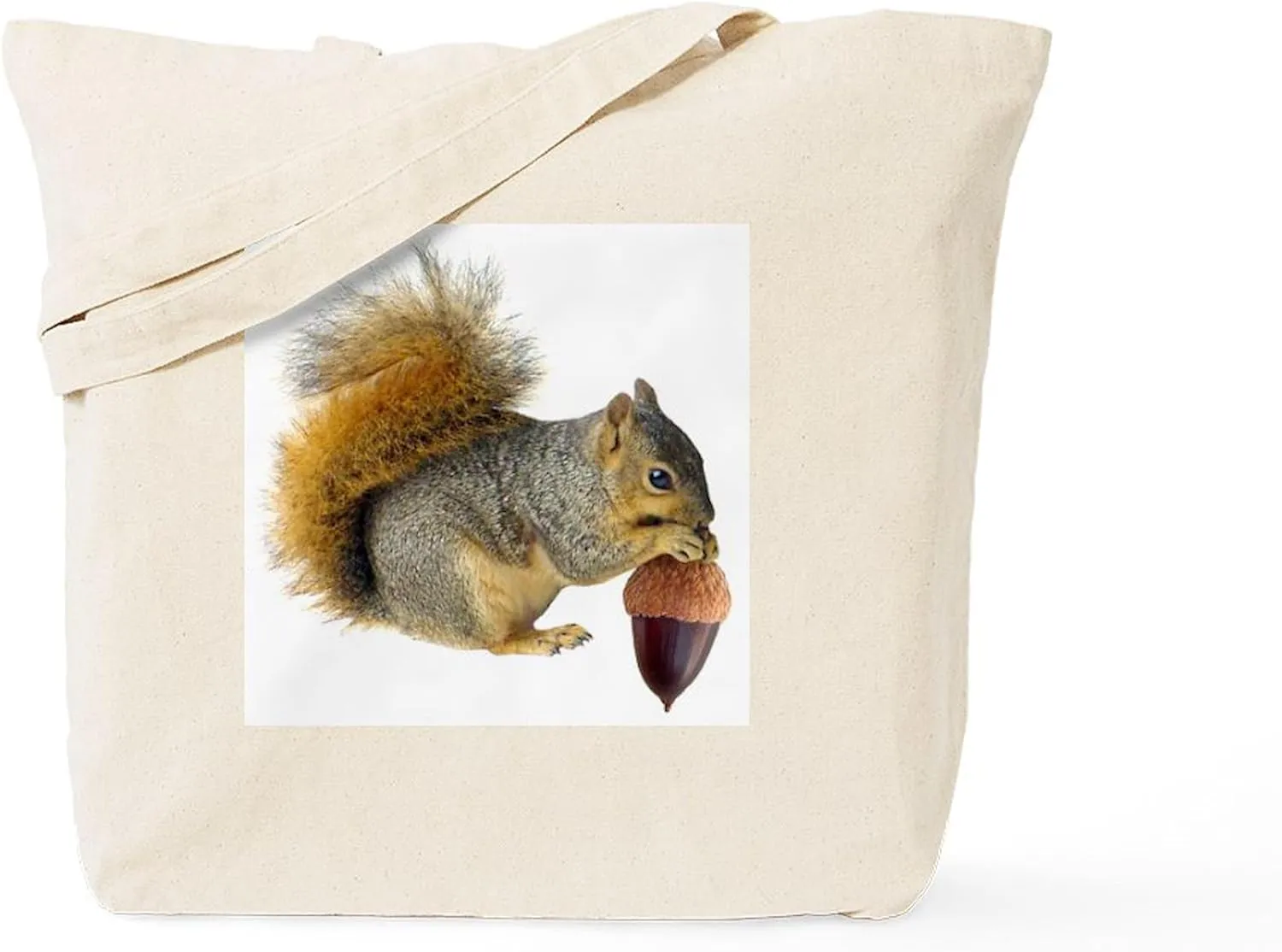 CafePress Squirrel Eating Acorn Tote Bag Reusable Natural Beige Canvas Shopping Bag
