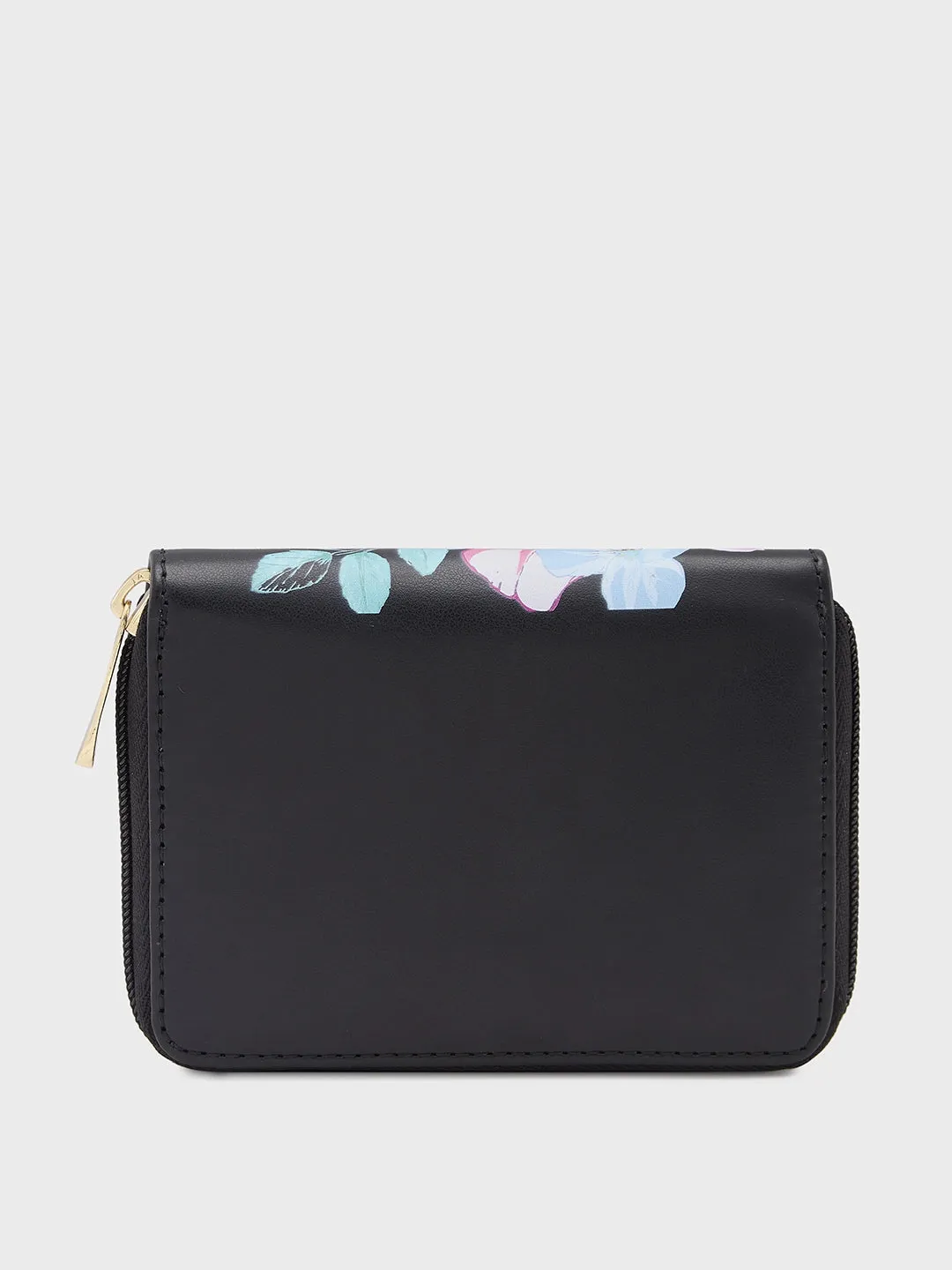 Caprese Shanaya Zip Around Printed Wallet Small Black