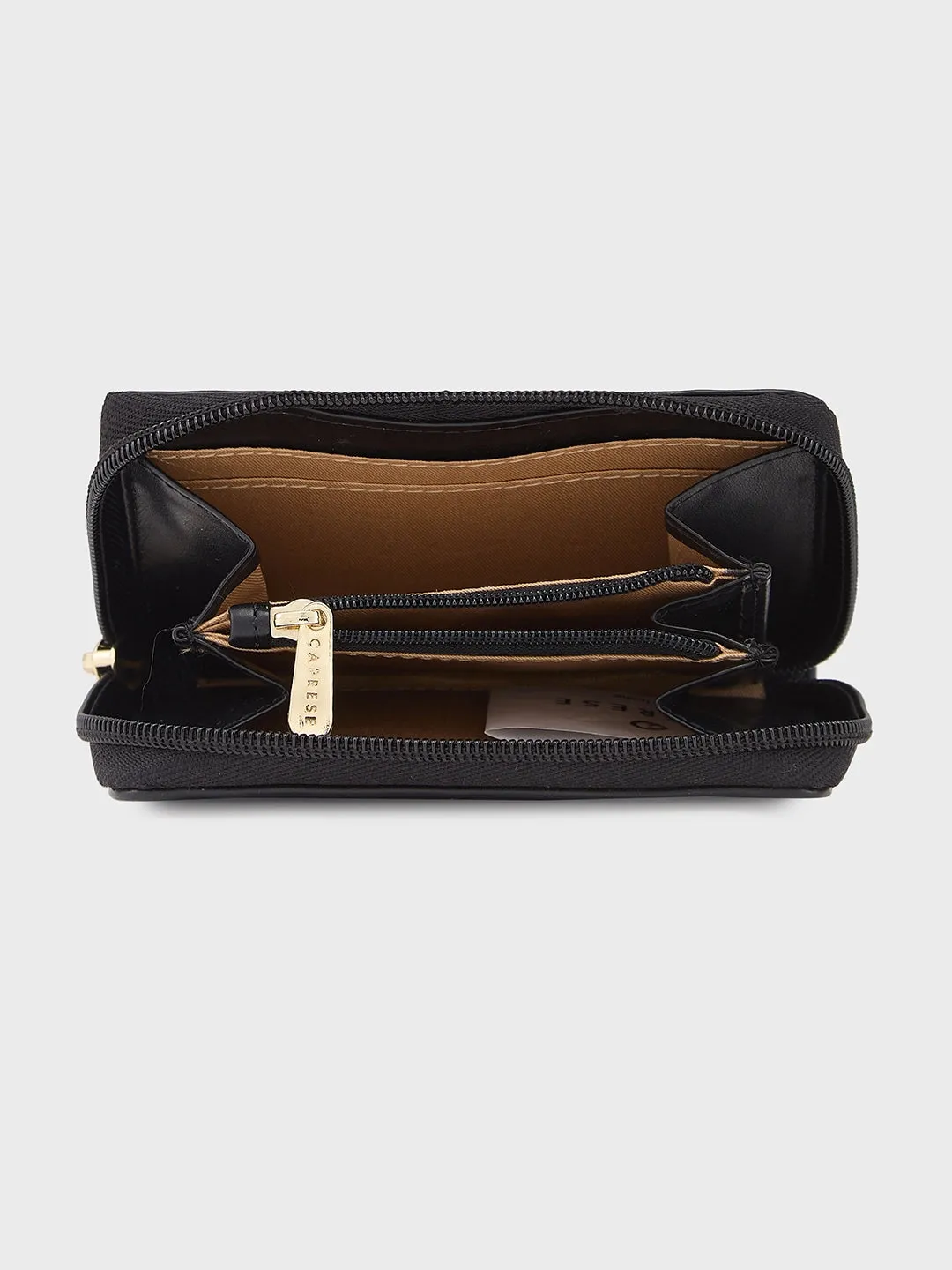 Caprese Shanaya Zip Around Printed Wallet Small Black