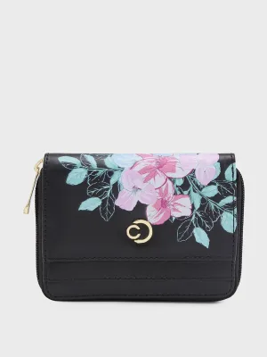 Caprese Shanaya Zip Around Printed Wallet Small Black