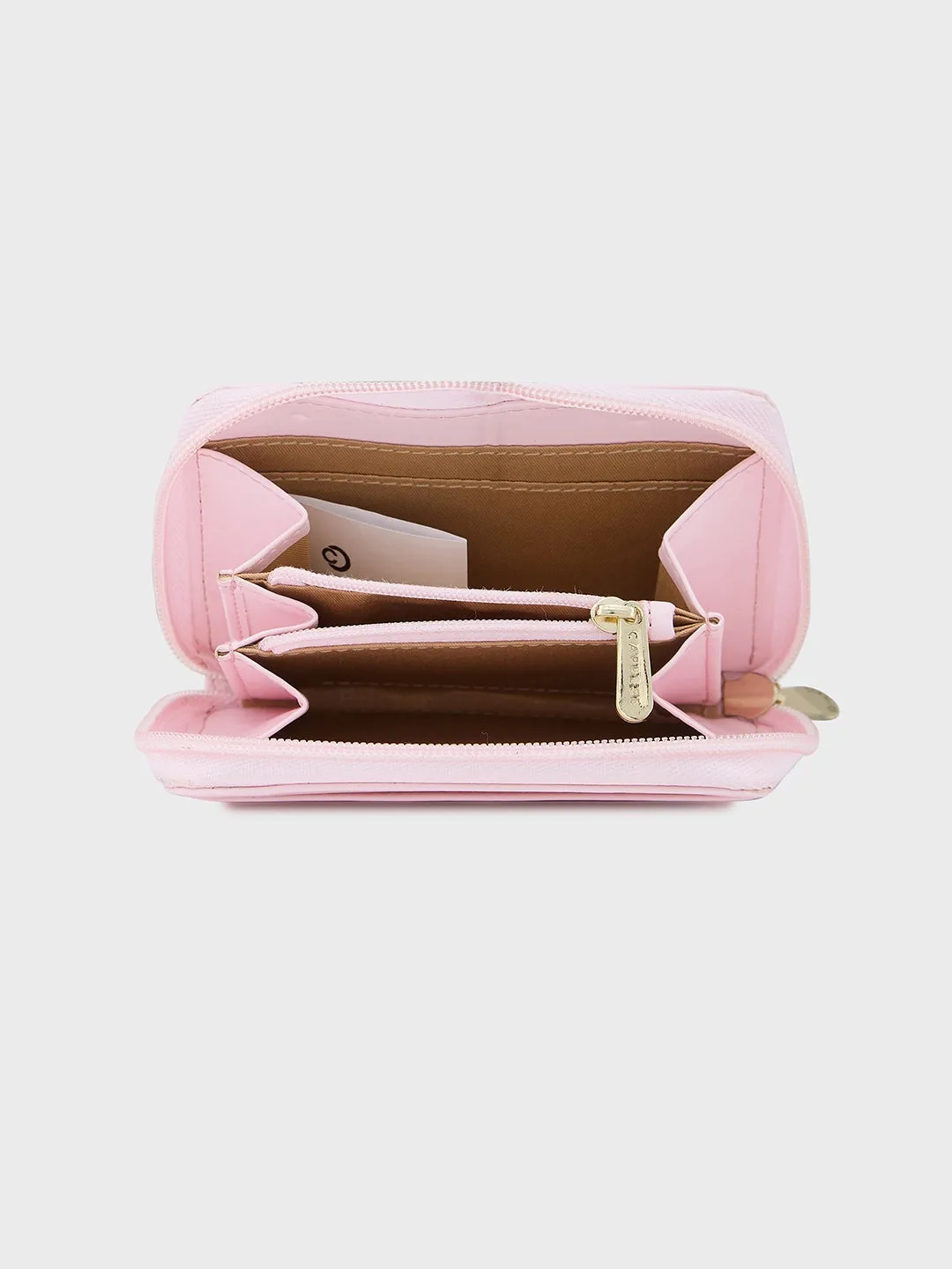 Caprese Shanaya Zip Around Printed Wallet Small Pink