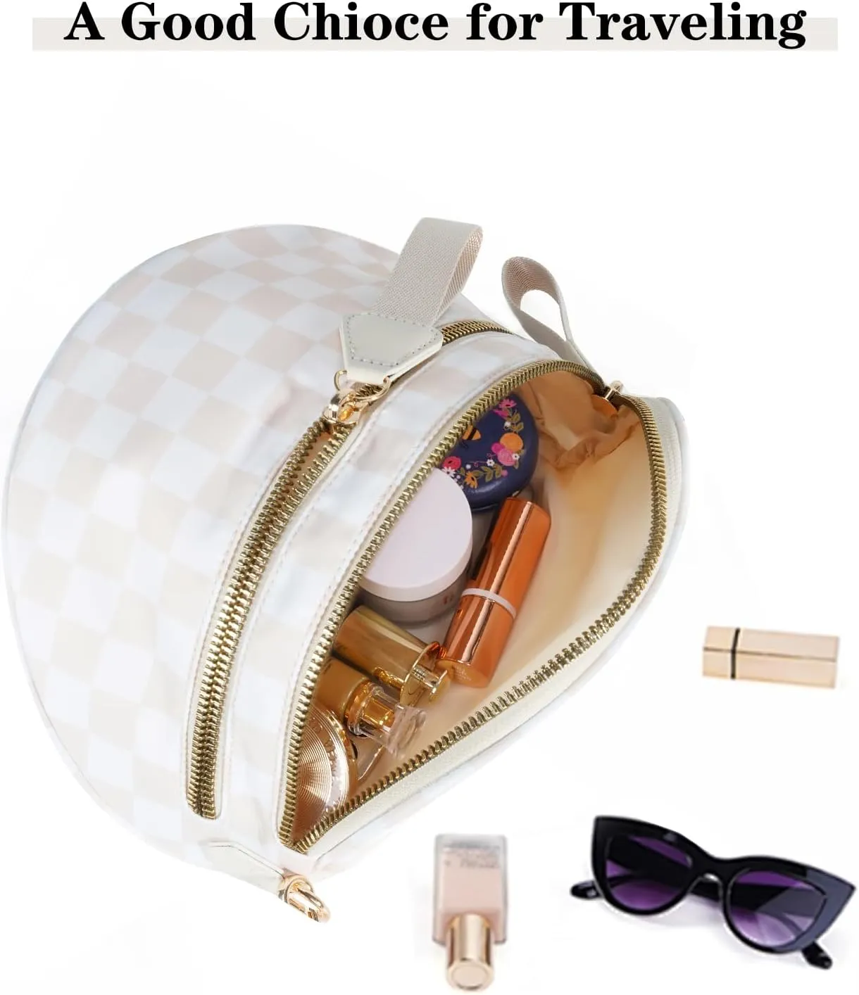 Checkered Crossbody Bags Bum Bag for Women Large Sling Bag Purse with Adjustable StrapBeige Checkered