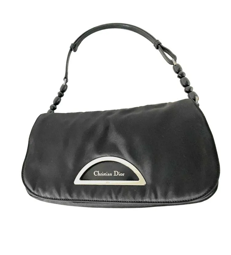 Christian Dior Nylon Malice Baguette Black Clutch
