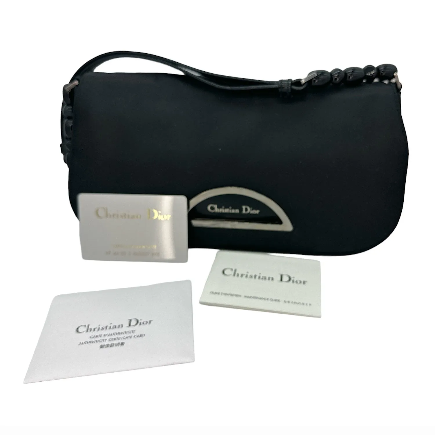Christian Dior Nylon Malice Baguette Black Clutch