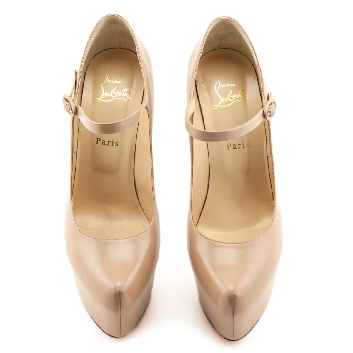 Christian Louboutin Nude Leather Lady Daf Mary Jane 160 Pumps Size US 11  | EU 41