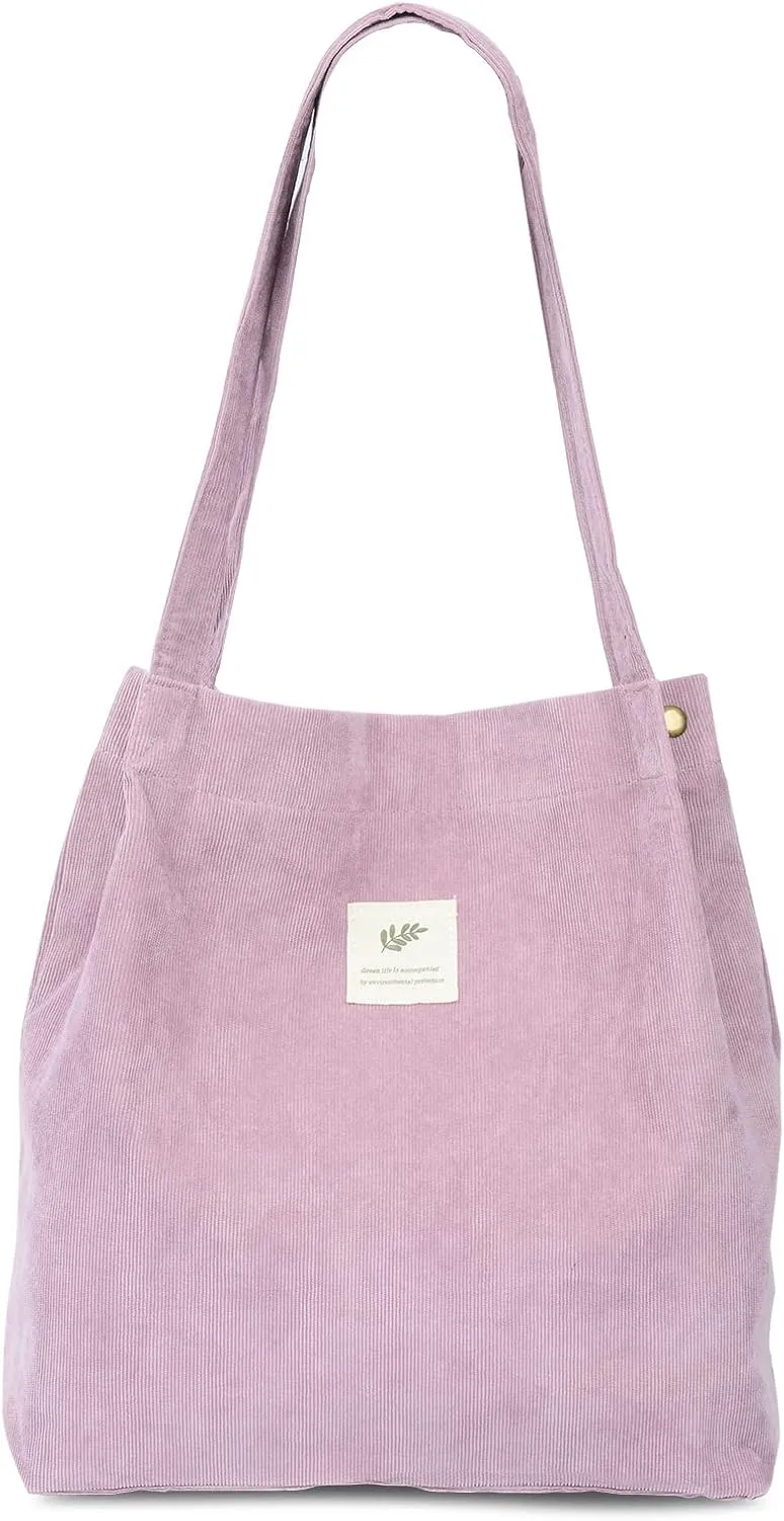 Cloele Corduroy Tote Bag for Women Cute Tote Bag with Inner Pocket for College Work Beach Grocery