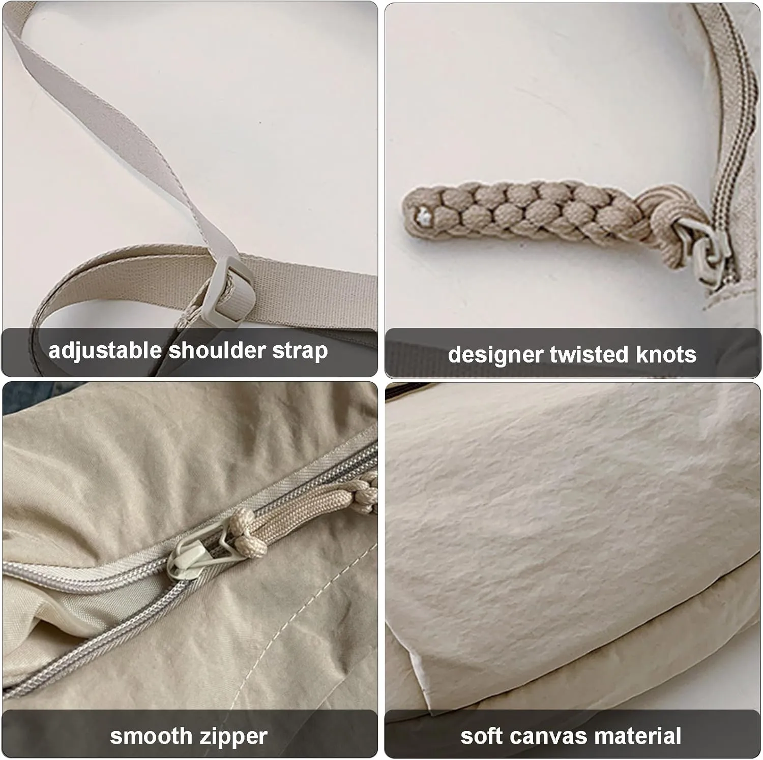 Crescent Shoulder Bag Nylon Crossbody Bag for Women Nylon Hobo Bags Slouchy Sling Purse Dumpling Bags