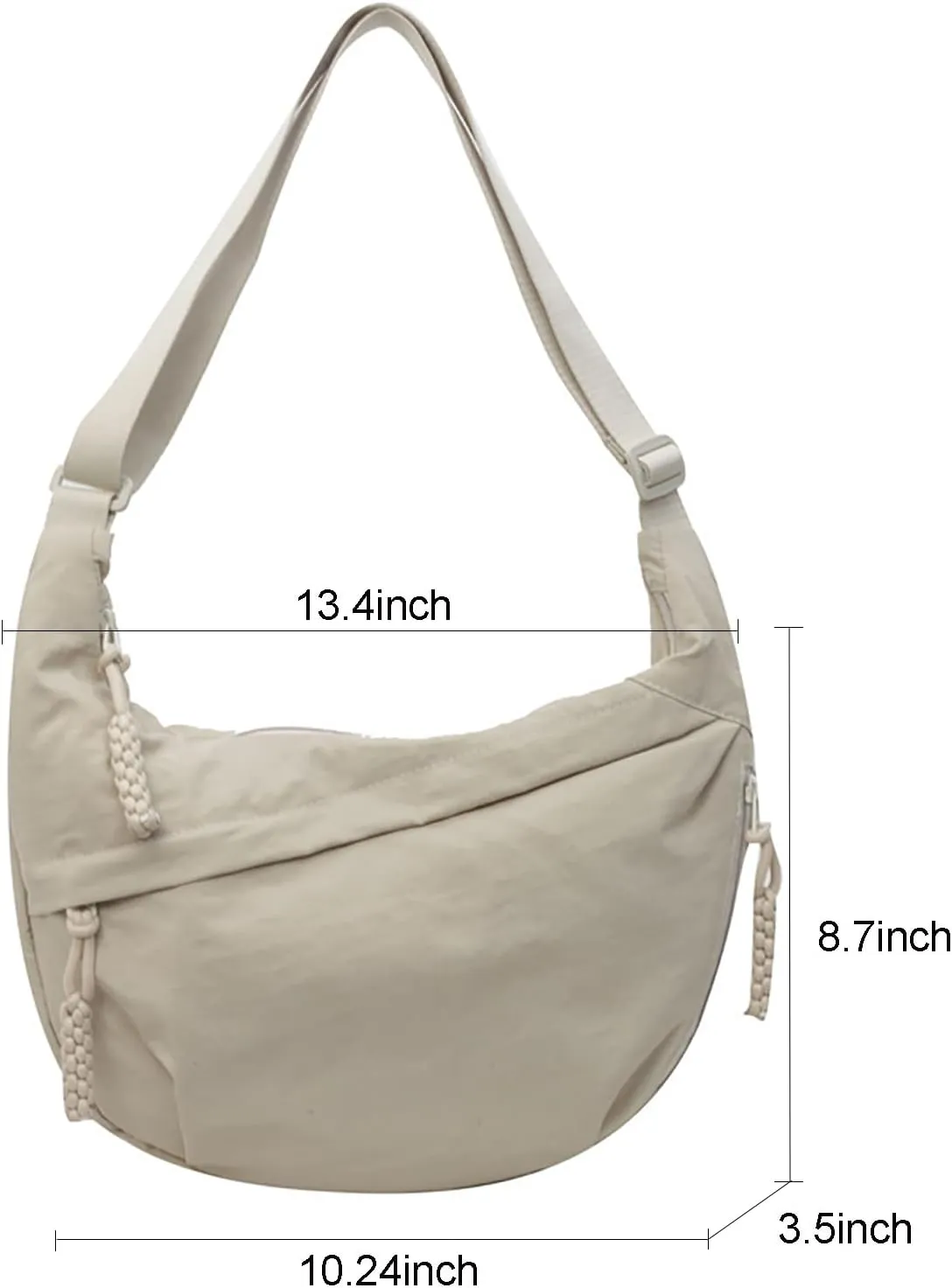 Crescent Shoulder Bag Nylon Crossbody Bag for Women Nylon Hobo Bags Slouchy Sling Purse Dumpling Bags