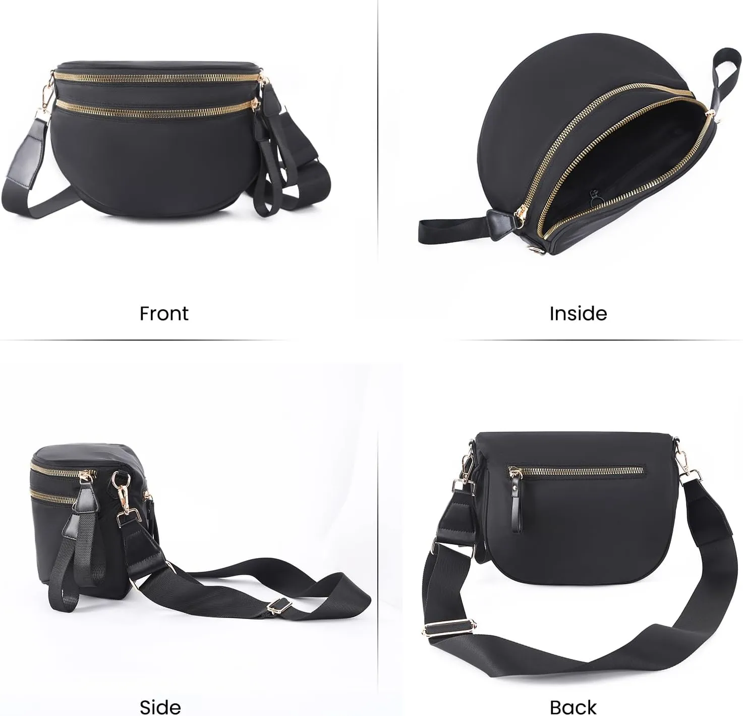 Crossbody Bags Bum Bag for Women Large Sling Bag Purse with Adjustable StrapBlack