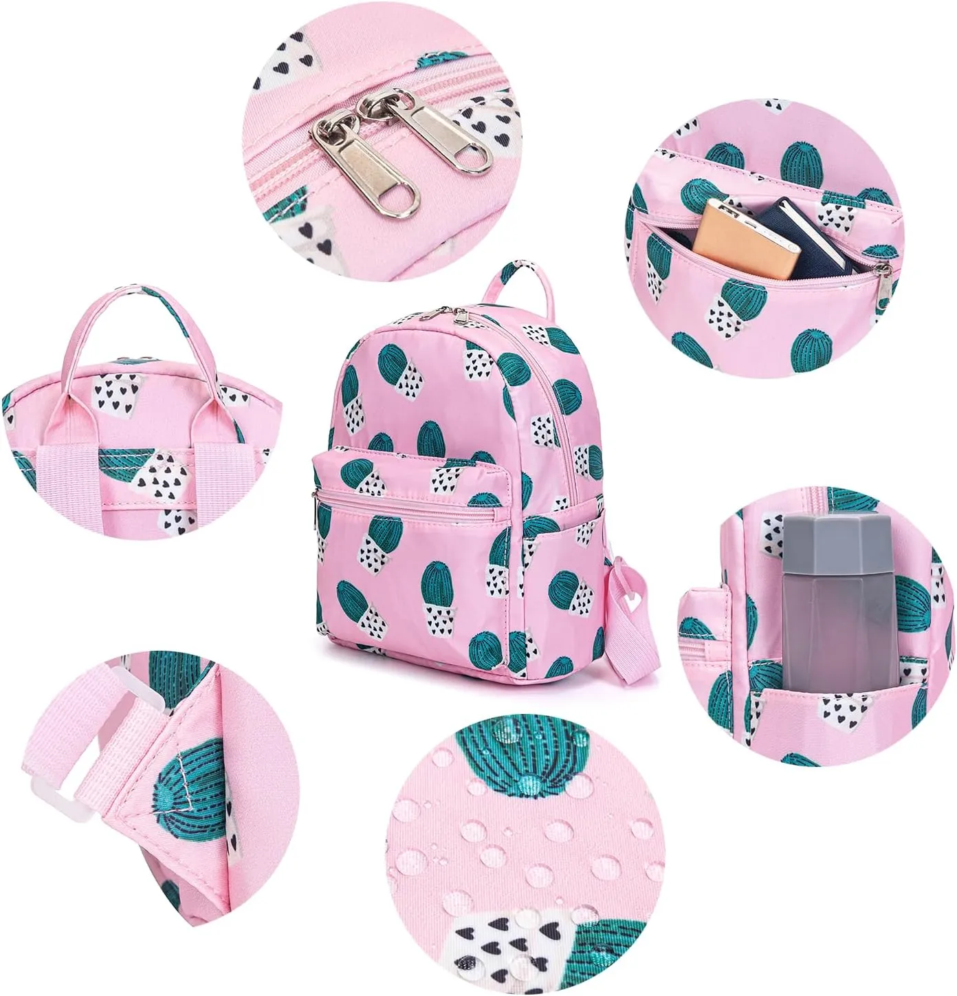 Cute mini pack bag backpack for grils children and adult (Pink cactus)