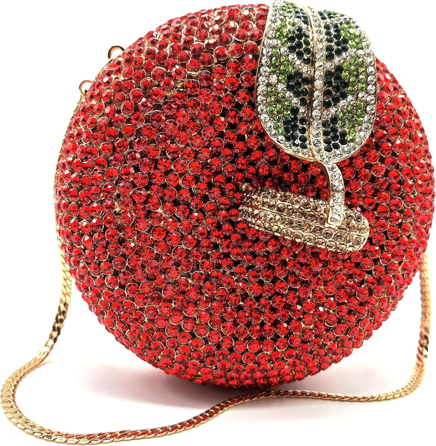 DJBM Sparkly Apple Rhinestone Evening Clutch Women Luxury Fruit Crystal Handbags Diamond Purses for Party Wedding Prom
