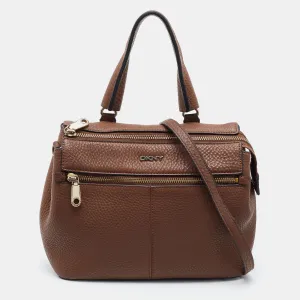 DKNY Brown Leather Top Zip Satchel