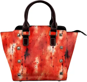 DWomen's Pu Leather Handbag Rivet Shoulder Bag Fashion Studded Top Handle Satchel Crossbody Tote Bag Punk Bag Purse