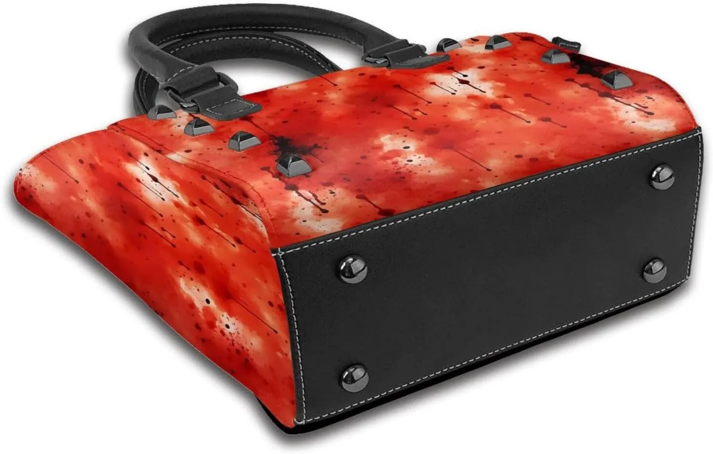 DWomen's Pu Leather Handbag Rivet Shoulder Bag Fashion Studded Top Handle Satchel Crossbody Tote Bag Punk Bag Purse