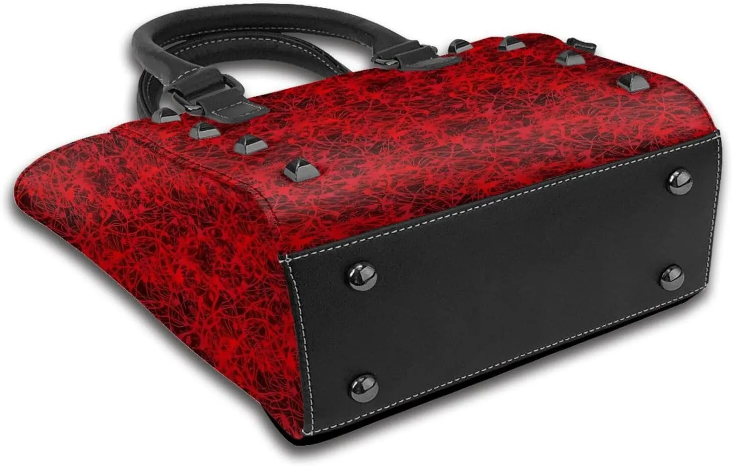 DWomen's Pu Leather Handbag Rivet Shoulder Bag Fashion Studded Top Handle Satchel Crossbody Tote Bag Punk Bag Purse