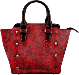 DWomen's Pu Leather Handbag Rivet Shoulder Bag Fashion Studded Top Handle Satchel Crossbody Tote Bag Punk Bag Purse