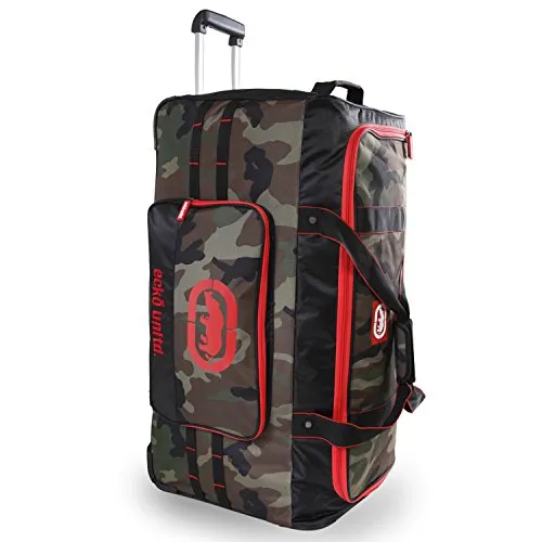 Ecko Unltd. Men's United 32" Large Rolling Duffel Bag, Camo/Red/Blue One Size