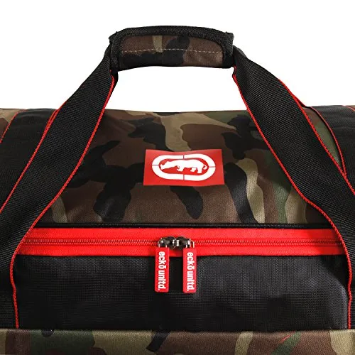 Ecko Unltd. Men's United 32" Large Rolling Duffel Bag, Camo/Red/Blue One Size
